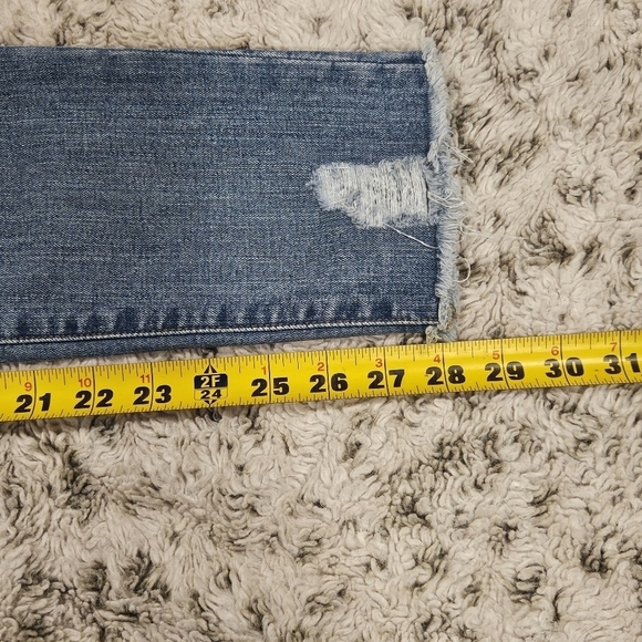 Madewell Sz 25 9" High Rise Skinny Distressed Raw Hem Light Wash Stretch Jeans - Picture 9 of 14